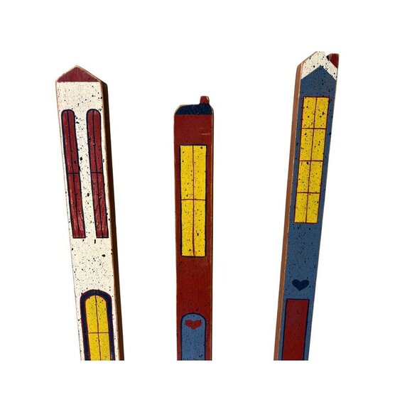 Vtg Handmade Wooden Slims House Decor Set Country Primitive 28" - Picture 4 of 6